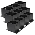 6X 6 Post Base 10 PCS,Inner Size 5.6"x5.6"Deck Post Base,Heavy Duty Metal Black Powder Coated Post Brackets,for Pavilion Deck Railing Support Deck Base Plate, Support Bolt Down (10PCS)