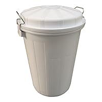 Denox DEN082 Secchio Industriale 50 Litri Bianco: Per Alimenti, Manici Metallici, Coperchio Con Clip, Ø455x505 Mm