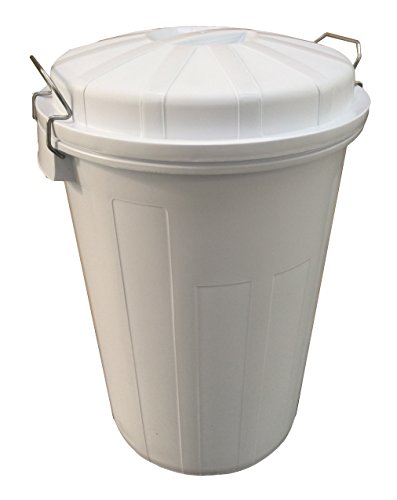 Cubo Industrial con Tapa 95 litros – Plástico Resistente, Asas Metálicas Ergonómicas, Color Blanco, Ø495x730 mm – Ideal para Industria, Limpieza y Hostelería | Denox