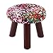 XIAOJUAN Solidne drewno okrągłe podnóżek domowe buty sofa niski stołek 3 nogi i wyjmowana pokrywa lniana / 28CMX25CM / max.100 kg | Kod towaru: LJW-160