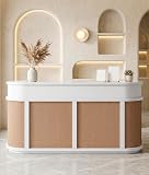 Exsunnyfit White Reception Desk Fully Assembled