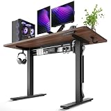 FEZIBO Plus 48 x 24 Inch Standing Desk, Reinforced Frame, Nocturne Walnut