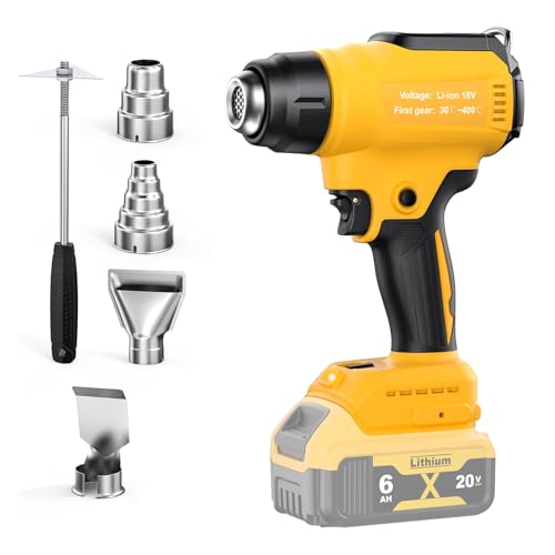 Cordless Heat Gun for Dewalt 18V 20V Battery (No Battery), Cordless Hot Air Gun with 4 Nozzles, Battery Heat Gun for Welding, Bending Pipes, Colour Removal