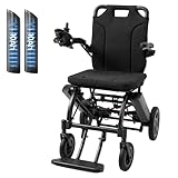 Tivaro 33lbs & 30miles Electric Wheelchair for Adults, Ultra-Lightweight Folding Motorized Wheelchair with 2 Removable 10Ah Batteries, Portable Power Wheelchairs for Seniors (Black, 2 * 10Ah)