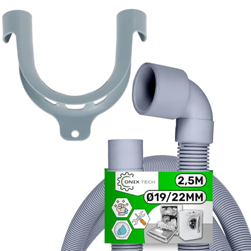 Tuyau Vidange Machine a Laver et Lave Vaisselle 2,5 m Ø 19/22 mm Droit et Angulaire - Garantie de 5 Ans - ONIX TECH