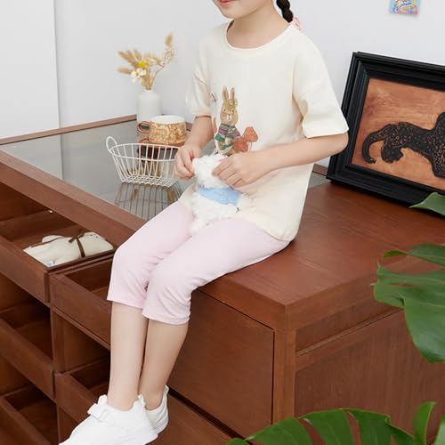 VVEEWUU 5 Pack Cotton Cropped Leggings for Girls 3/4 Pants Basic Girls Capri Leggings2