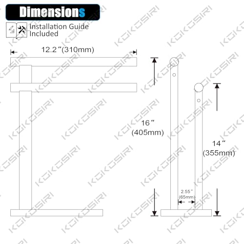 Image of KOKOSIRI Hand Towel Bars Standing Towel Rack 2-Tier with Marble Base for Bathroom Vanity Countertop, Polished Stainless Steel 15.7'' Height THS0007-CH