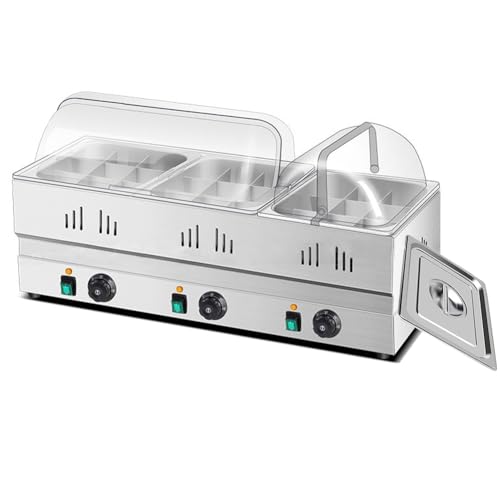 Nihig おでん鍋 ステンレス 0-300℃温度調節可能 大容量 自動保温機能 仕切り鍋 卓上ステンレス鋼 仕切り付 デスクトップ 多用途 麺鍋 フライヤー スーププール 卓上万能鍋 しゃぶしゃぶ鍋 中華火鍋 スパイシー鍋 関東煮 業務用 家庭用 (9+