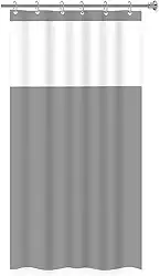 Cortina para Box de Banheiro em PVC com Visor 1,38m x 1,98m Impermeável Antimofo (Cinza)