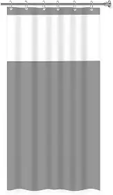 Cortina para Box de Banheiro em PVC com Visor 1,38m x 1,98m Impermeável Antimofo (Cinza)