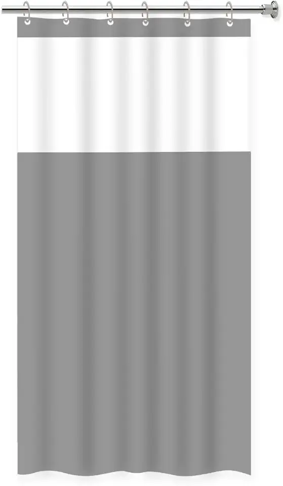 Cortina para Box de Banheiro em PVC com Visor 1,38m x 1,98m Impermeável Antimofo (Cinza)