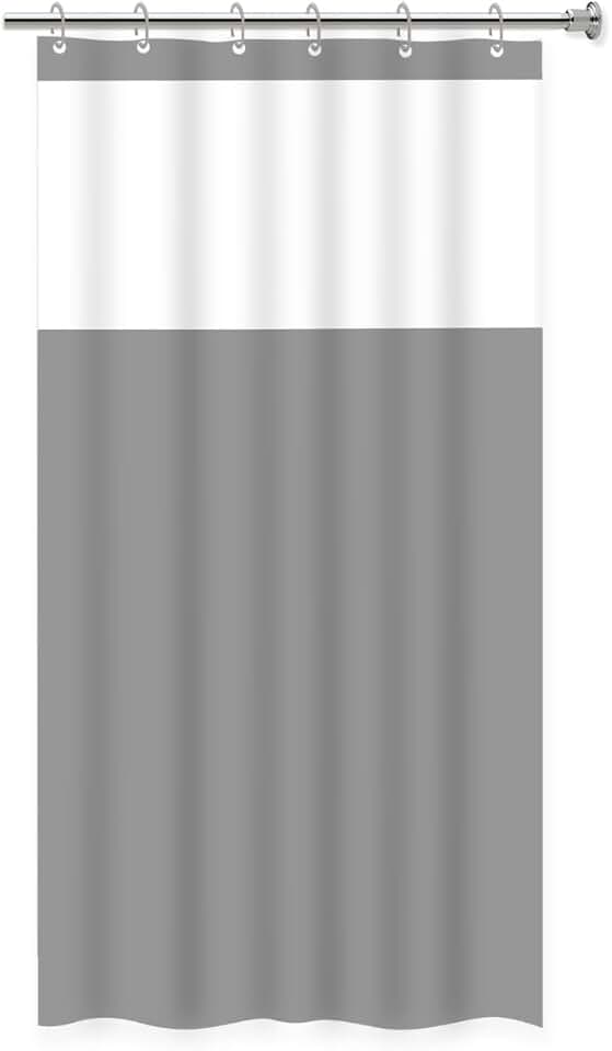 Cortina para Box de Banheiro em PVC com Visor 1,38m x 1,98m Impermeável Antimofo (Cinza)
