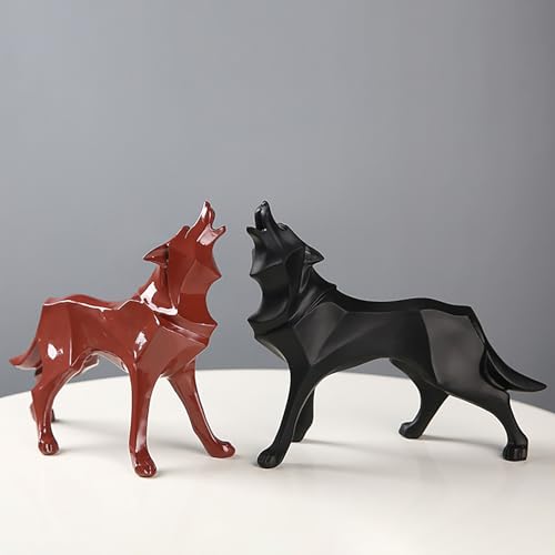 Estatua Geo. Abstracta Lobo Escultura Resina Decoración Hogar miniatura 4