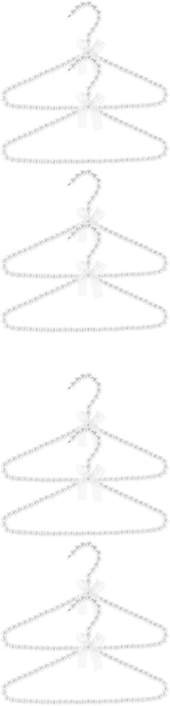 LUOZZY 8 Pcs Pearl Bowknot Children Pet Clothes Hangers 30cm White for Hanging Garments