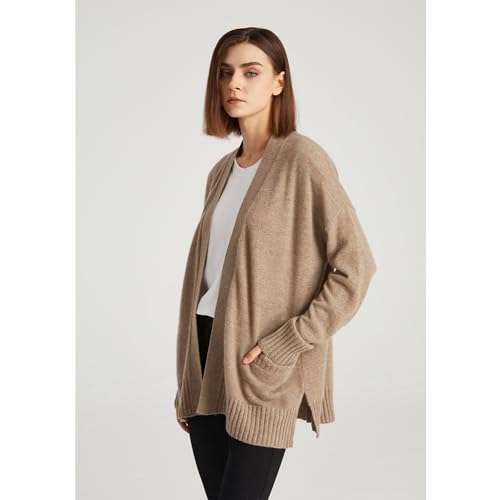Image of GreenMount Women's 100% Pure Cashmere Cardigan Sweater Soft and Warm Long Sleeve Oversize Loose Cardigan with Pocket