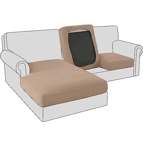 BXFUL Sofa Seat Cushion Covers, Stretch Velvet Sofa Cushion Slipcovers, Couch Cushion Covers Replacement for Individual Cushion with Elastic Fabric (1-Seater,Sand)