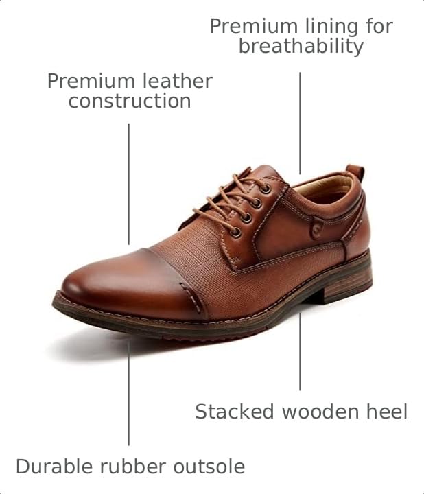 Image of Arkbird Men's Genuine Leather Oxford Dress Shoes - Lace-Up Business Formal Shoes for Office, Work & Daily Commute