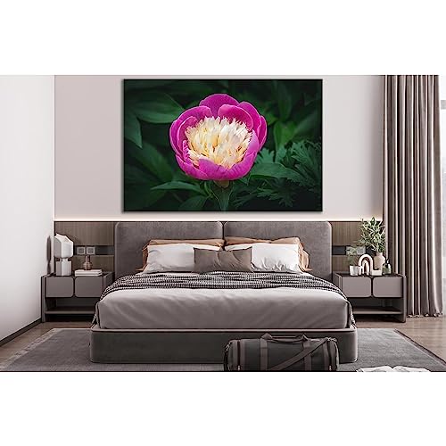 Toile fleur à pétales rose et blanc pour un salon lumineux de 140 x 90 cm