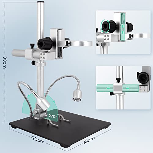 Image of Andonstar AD249SM 10.1 inch 2160P UHD HDMI Digital Microscope 2000X, 3 Lens Soldering Digital Microscope with Arm Boom Metal Stand for PCB SMD Electronics Repair, Biological Microscope Kit, 32G Card