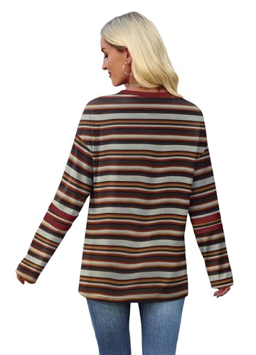 Image of Sampeel Long Sleeve Shirts for Women Color Block Casual Tops Fall Outfits 2026 Basic Tees Trendy Spring Clothes