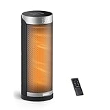 DREO セラミック ヒーター タワー型【40%節電対策・大風量】 電気ファンヒーター 1200W～15畳/1000W/800W 省エネ 8つ安全機能 LED 70°首振り スマート自動温度調節5～35℃ 12Hタイマー 足元 脱衣所 オフィス リビング デスク用 直径15×高さ40cm シルバー