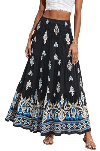 Image of CFLONGE Summer Maxi Skirts for Women 2026 Trendy Floral A Line Boho Skirt