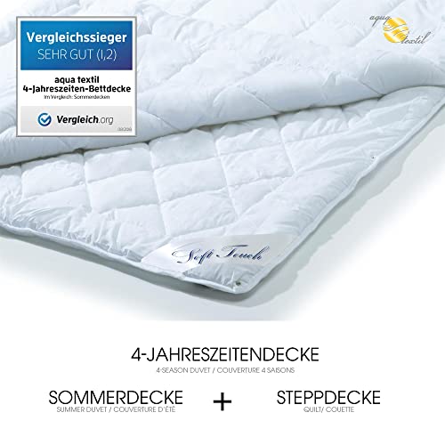 aqua-textil 4 Jahreszeiten Bettdecke 200x220cm Decken zusammengeknöpft Winter 1350g Sommer 1000g klimaregulierend Oeko-TEX – Ansicht 2