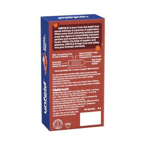 Image of Cipla UNFOLD Chocolate Dotted Condoms for Men - Flavored & Textured Latex Condoms for Extra Pleasure | Pack of 3 (10 Count Each)