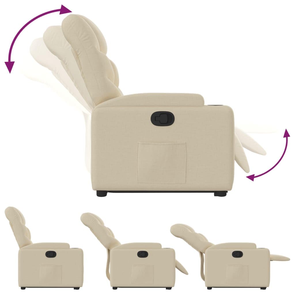 Homgoday Poltrona Alzapersona Reclinabile Crema in Tessuto, Poltrona Massaggiante Poltrona Reclinabile Relax, Sedia da Massaggio Poltrona Relax Tutto Il Corpo