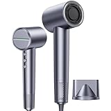 ドライヤー 大風量 【驚異の20秒速乾！】サロン級ヘアドライヤー 2億マイナスイオンで艶髪に革命 1300W強風ながら驚きの530g超軽量&静音設計 4段階温度調節 温冷リズム 静電気抑制 髪質改善 過熱保護 コンパクトで旅行にも PSE認証済み ギフト/家庭用/プロ用 (グレー)