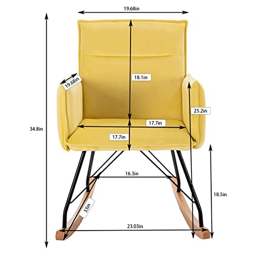 Seasd Relax Rocking Chair Velvet Upholstered Rocker Chair Lounge Chair Cushion For Living Room #TOP1