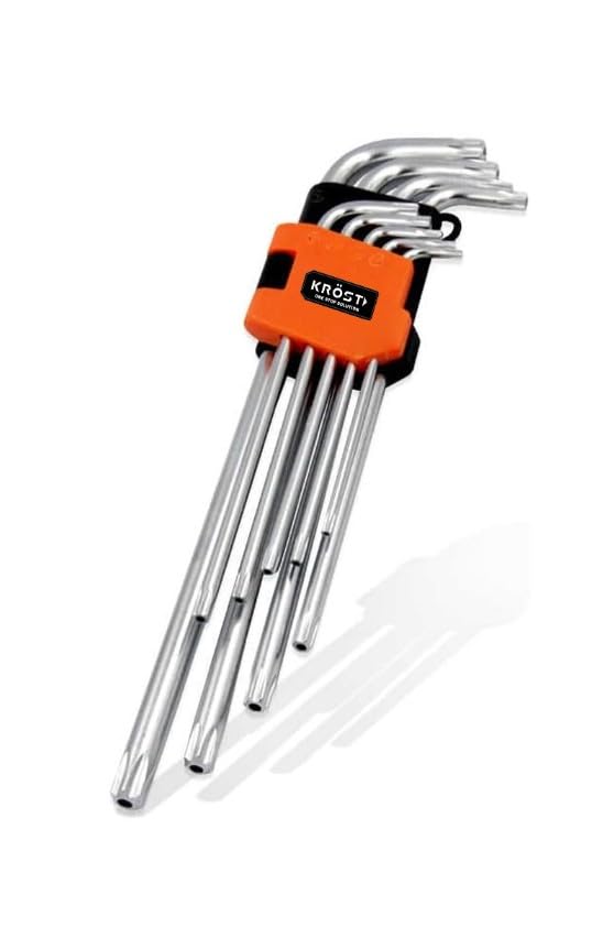 KROST 9-Pieces Long Torx/Star Allen Key Set with Hole, Star Key Wrench Set (T10 - T50) (Long)