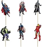 24PCS Superheros Cupcake Topper Picks Boy Children Party Decoration Kid's Birthday Party Decoration