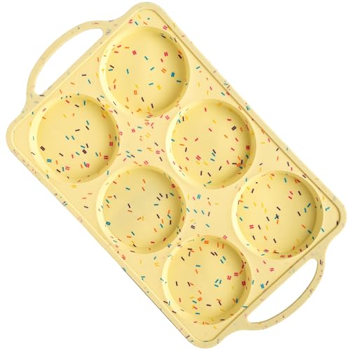 Image of BAKE BOSS Jumbo Top Silicone Muffin Pans for Baking, 4 Inch Silicone Jumbo Muffin Pan 6 Cup, Egg Pan for Baking English muffins, Whoopie Pies, Corn Bread Bites, Confetti Muffin Top Pans Non Stick