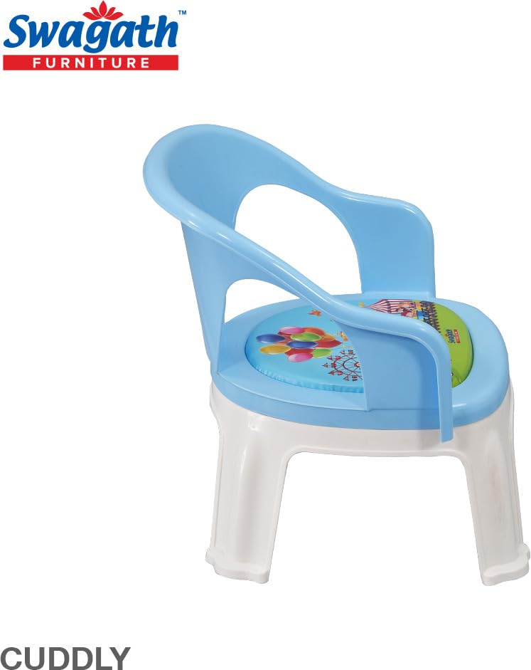 Swagath Furniture Comfortable Kids Plastic Chair with Armrest (Finish Color - Blue, Set of 6 Pcs, Pre-Assembled) 2