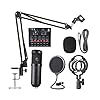 TOTHEBEACH BM800 Sound Mixer Microfoon met live soundkaart, unidirectionele microfoonstandaard, verstelbare armhoes met…