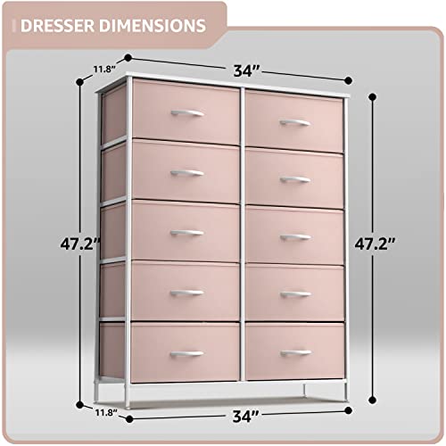Sorbus Kids Dresser with 10 Drawers - Storage Unit Organizer Chest for Clothes - Bedroom, Kids Room, Nursery, & Closet (Pink, 34 x 12 x 47-10 Drawer) — view 3