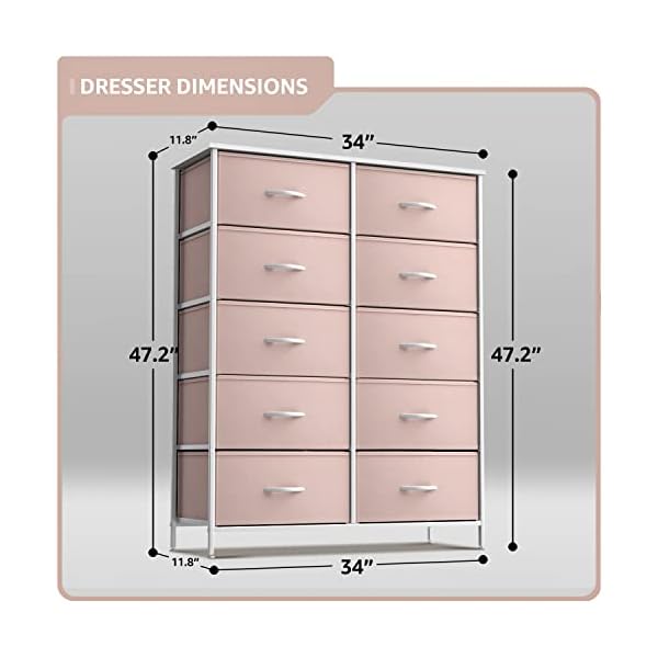 Sorbus kids dresser with 10 drawers and 5 drawer tv stand bundle matching furniture set storage unit organizer chests for clothing bedroom kids rooms nursery closet pink  urban country home decor