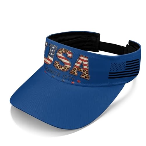 DISNIMO Blue Since 1776 USA Visor Hats Patriotic American Flag Sports Sun Hat Golf Tennis Empty Top Baseball Cap, Semiquincentennial