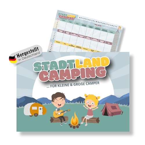 SWEET LITTLE Cottage Stadt Land Camping Spiel – Campingspiel – Familienspiel – Urlaubsspiel – für große und kleine Camper ab 9 Jahren – Stadt Land Fluss