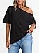 LILLUSORY Off The Shoulder Tops Oversized Tshirts Short Sleeve Basic Tee 2026 Casual Trendy Cute Asymmetrical Summer Fashion Clothes Black S