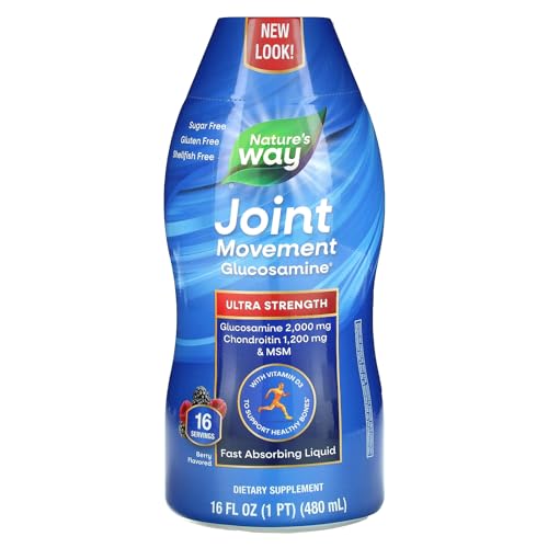 Nature's Way Joint Movement Glucosamine Fast Absorbing Liquid, Ultra Strength, Supports Healthy Bones*, Liquid Glucosamine Chondroitin, MSM with Vitamin D3, Berry Flavored, 16 Fl Oz