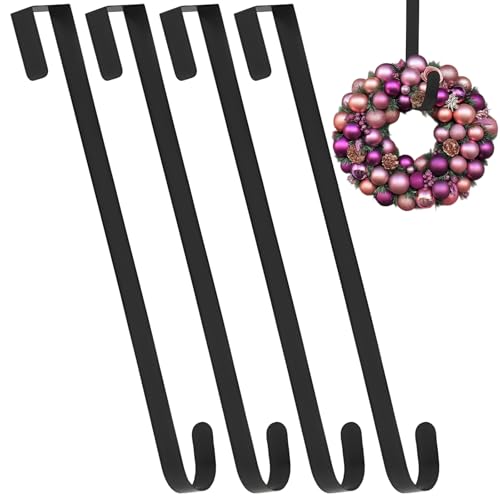 GZGRYTRC Wreath Hanger for Front Door, 4 Pack Christmas Wreath Hooks, Over The Door Wreath Holder for Holiday Decorations, 31cm x 20cm x 2cm