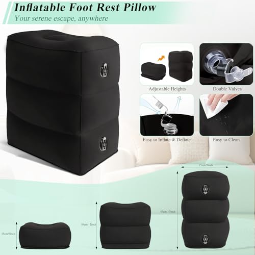 TheClover Airplane Foot Rest for Long Flight - Inflatable Foot Rest for Under Desk,Kids Car Foot Rest Bed,Portable 3-Height Foot Cushion,Lightweight Travel Leg Rest for Airplanes,Trains,Office & Home by TheClover - Image 5