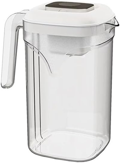 Tea Set 2.2L Refrigerator Cold Water Pitcher Summer Large Capacity Transparent Drink Bucket Kitchen Bedroom Plastic Jug Teapot Set(White)