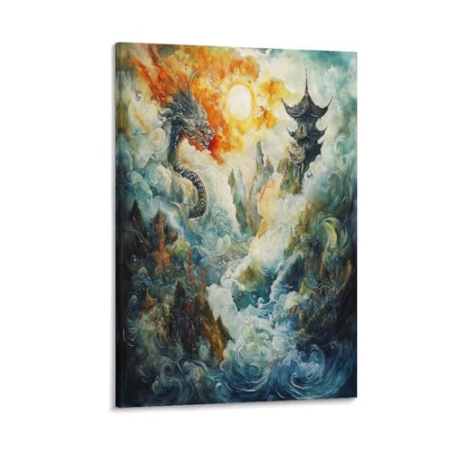 Impression giclée sur toile de dragon pour habiller un mur vide de bureau