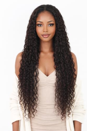ManeMajesty Deep Wave Lace Front Wig Human Hair 32 Inch Natural Color