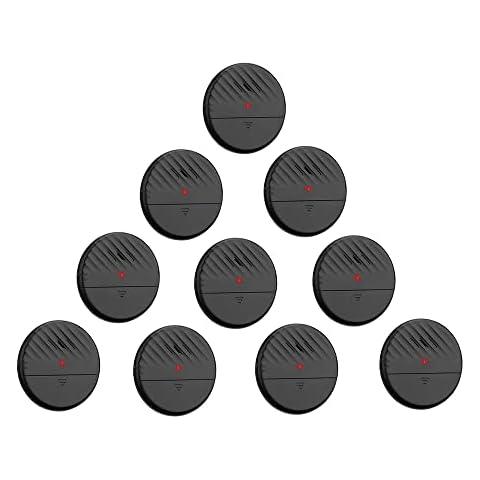 Lancoon Door Window Vibration Sensor Alarm Black 10 Packs 125dB Loud Slim Glass Break Burglar Detector with Adjustable Sensitivity LED Indicator Light for Home Office Security Cover