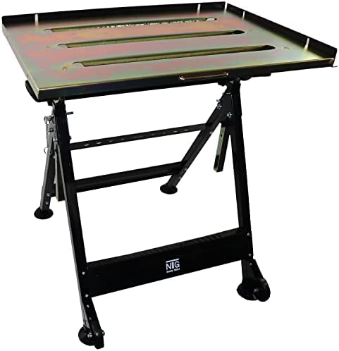 NTG Folding Welding Table With Stepless Tilt, Workbench With Steel Plate  Workbench Workshop Table
