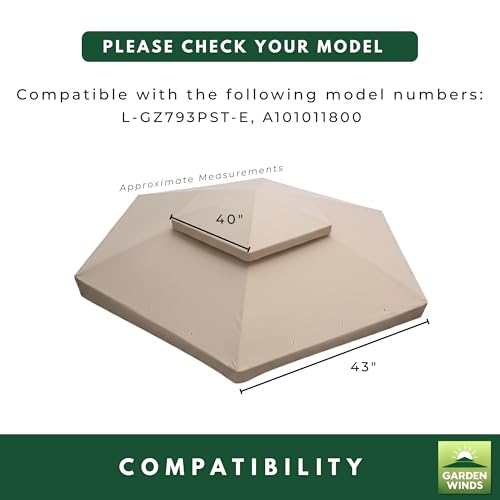 Garden Winds Reinforced RipLock 350 Replacement Canopy Top Cover Compatible with Heritage 12’ x 12’ Hexagon Gazebo Models L-GZ793PST-E, A101011800 - Beige by Garden Winds - Image 5